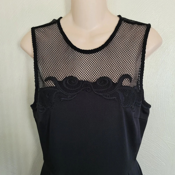 XXI Forever 21 Black Mesh A-Line Flare Sleeveless Dress Size Women's Large NEW - Picture 5 of 9